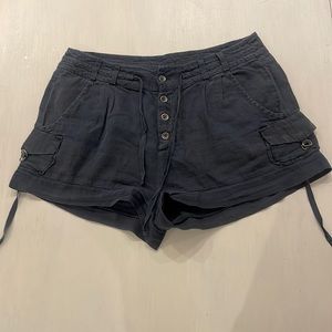 Free People Blue Linen Cargo Shorts, Size 8